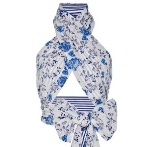 MDS Stripes Everything Scarf Reversible Cotton In Floral NWT~Convertible~Rare